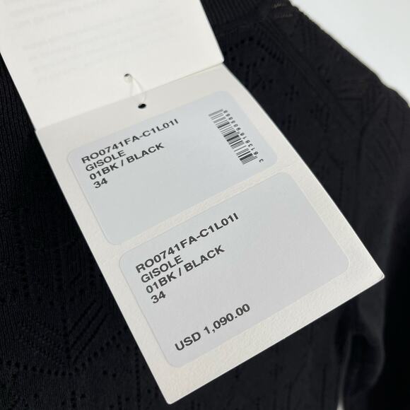 Isabel Marant | NWT Gisole Dress in Black Pointelle Knit A-line Maxi FR 34 US 2 - Picture 7 of 16